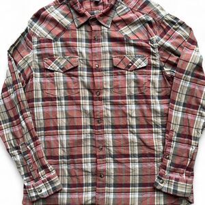 Eddie Bauer Western Pearl Snap Button Plaid Men's Large Long Sleeve Flannel